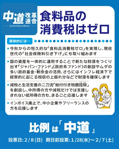 中道改革連合_食料品の消費税はゼロ