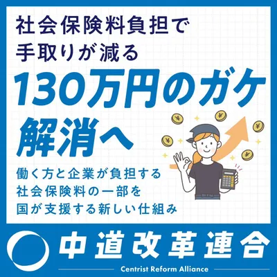 中道改革連合_社会保険料負担で手取りが減る130万円のガケ_01