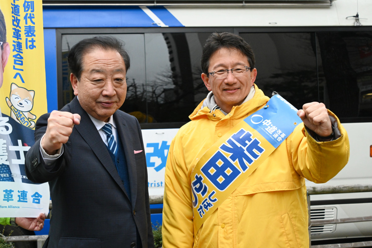 東京】「自民党を猛省させる1票を柴田候補に」野田共同代表が柴田候補